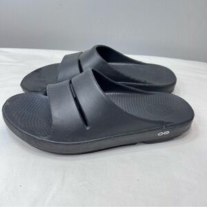 Mens OOFOS OOAhh black slide sandals size 10